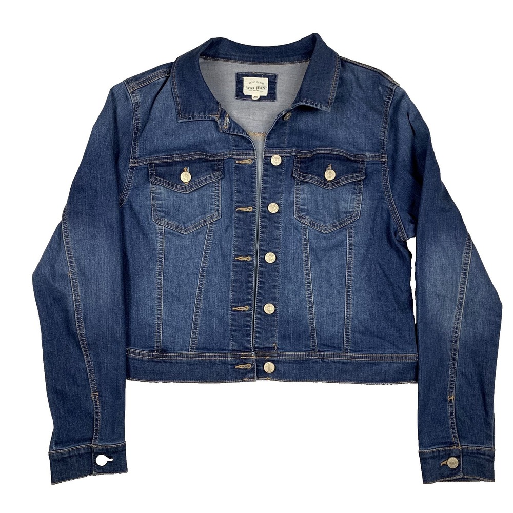 Wax Jeans Women's‎ Basic Blue Denim Jacket Size 2XL